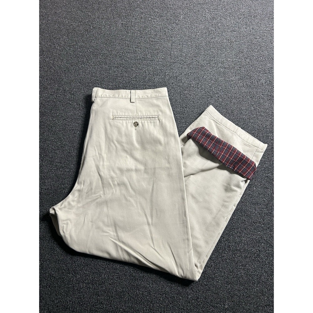 LL Bean Double L Flannel Lined Khaki Pants Mens Size 40x30 Natural Fit Casual